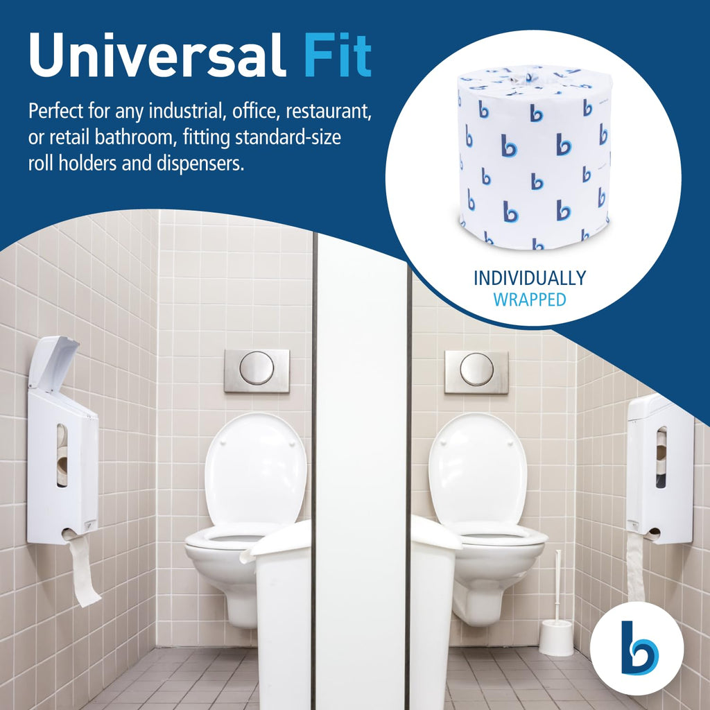 Boardwalk BWK6144 Two-Ply Toilet Tissue, White, 4" x 3" Sheet, 400 Sheets per Roll (Case of 96 Rolls)