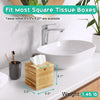 ALELION Tissue Box Cover Square - Wooden Tissue Box Holder for Tabletop Night Stands Bathroom Office - Decorative Brown Facial Cube Tissue Box Cover
