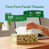 Caboo Tree Free Facial Tissues, 120 Tissues Per Box, 480 Total