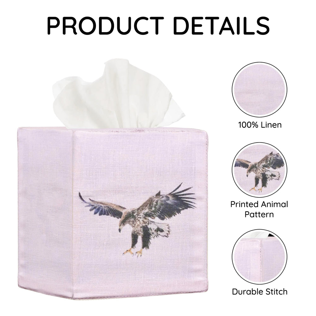 EmbroideryLinen.VN Square Tissue Box Cover Cute Set of 2, Eagle