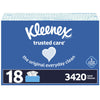 Kleenex Trusted Care Facial Tissues, 18 Flat Boxes, 190 Tissues per Box (3,420 Total Tissues)