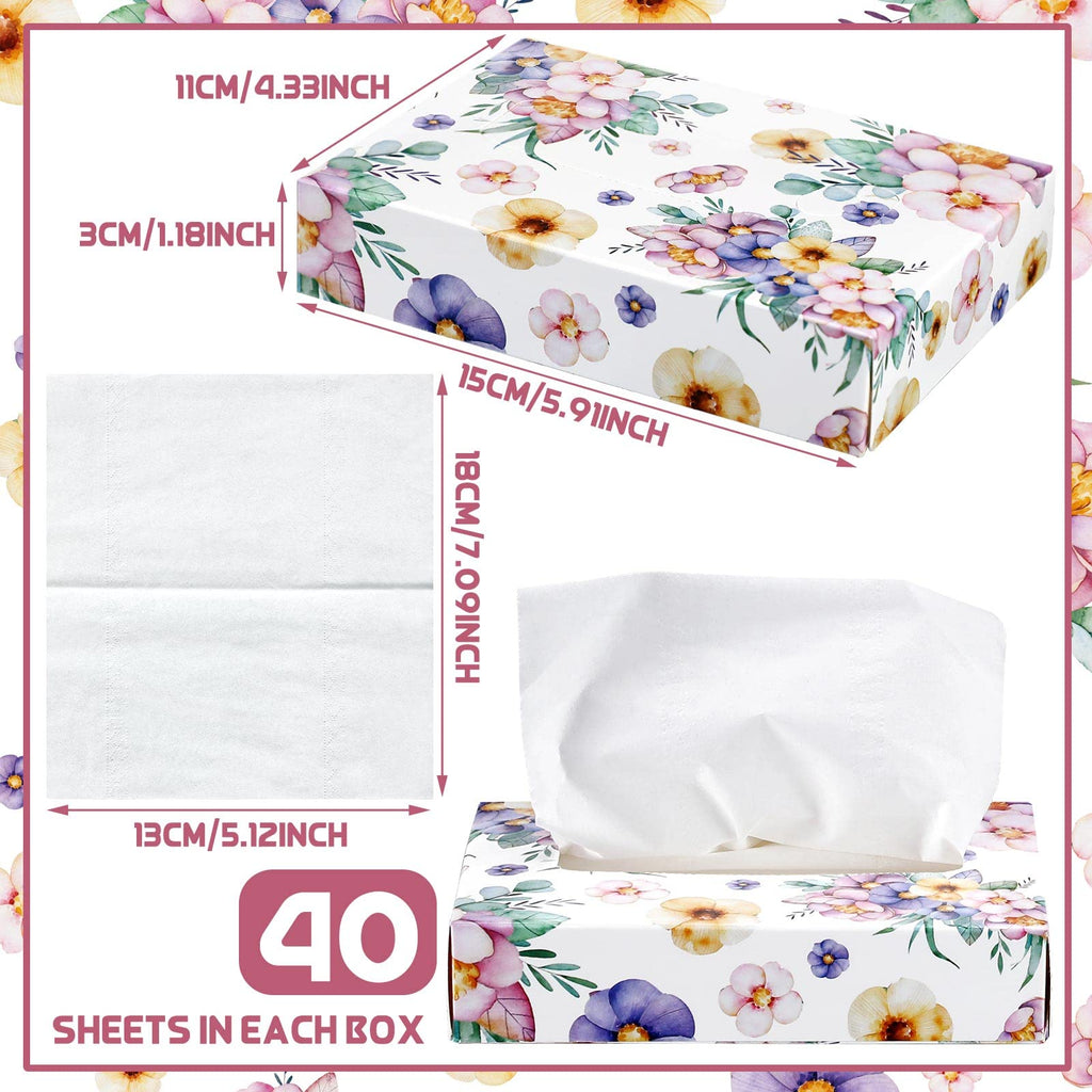 Yinder 24 Pcs Small Tissue Cube Box 960 Sheets for Classroom, Flower