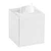 JLAMBOM PU Leather Tissue Box Cover Square Tissue Box Holder (White)