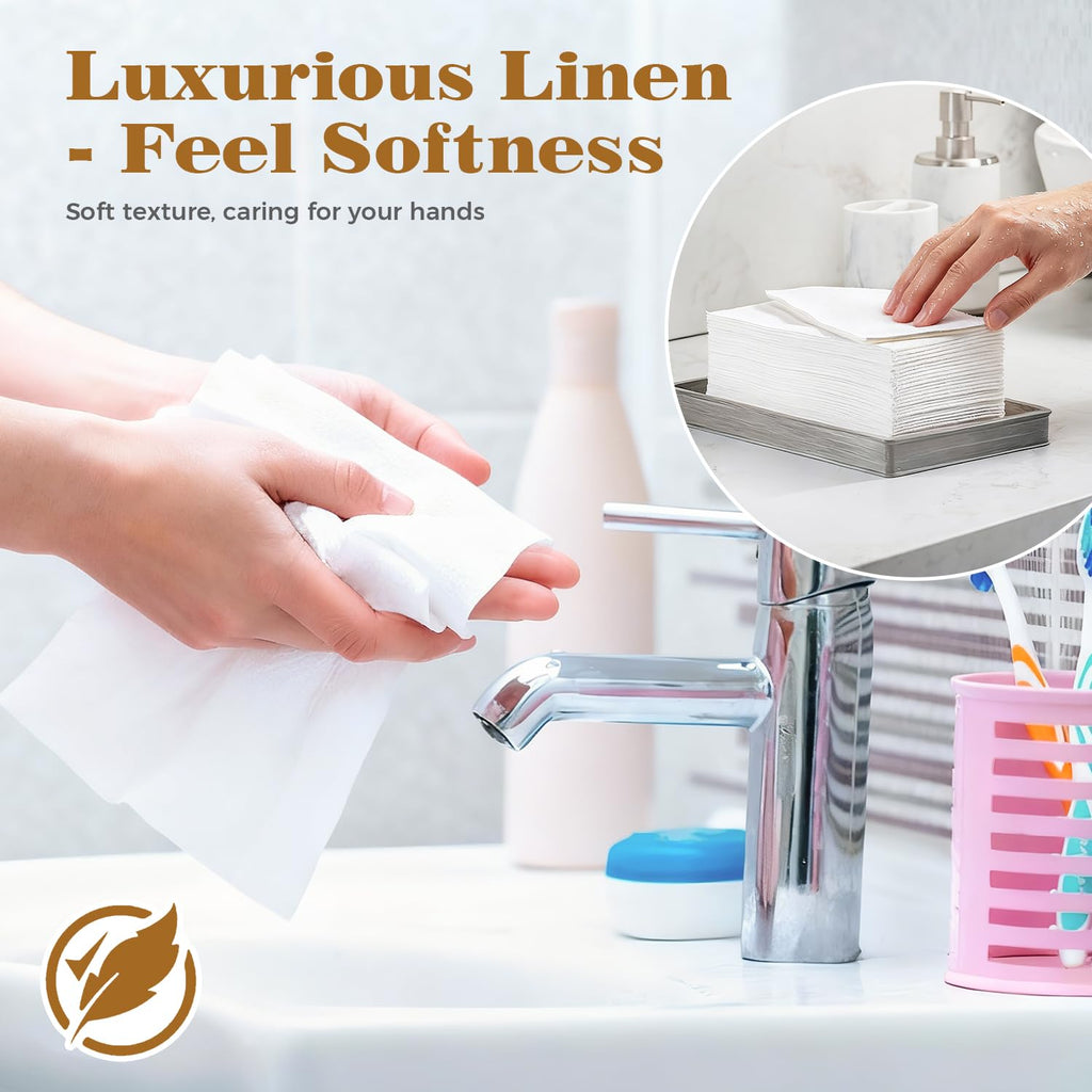 GINKGO 200 Pack Disposable Linen-Feel Guest Hand Towels