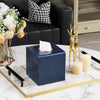 MEIBOOCH Square Tissue Box Cover with Magnetic Closure, Navy Blue