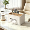 PU Leather Tissue Box Holder Rectangle,Facial Tissue Cover with Tray on Top