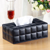 High-end Fashion PU Leather Tissue Box Holder Business Black, Rectangular Napkin Holder Drawer Paper Dispenser, Home Office Car Tissue Holder with Magnetic Bottom (Black Checkered)