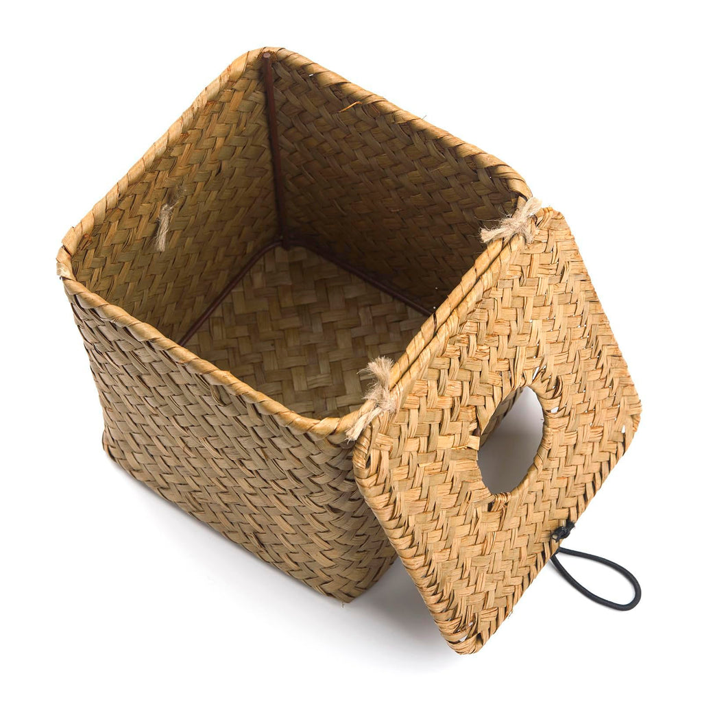 Tissue Box Cover Square, Seagrass Tissue Box Holder, Woven Facial Tissue Holder, Rattan Wicker Tissue Box, Decorative Tissue Cover for Dinner Table, Living Room, Bathroom, Bedroom, Office (Natural)