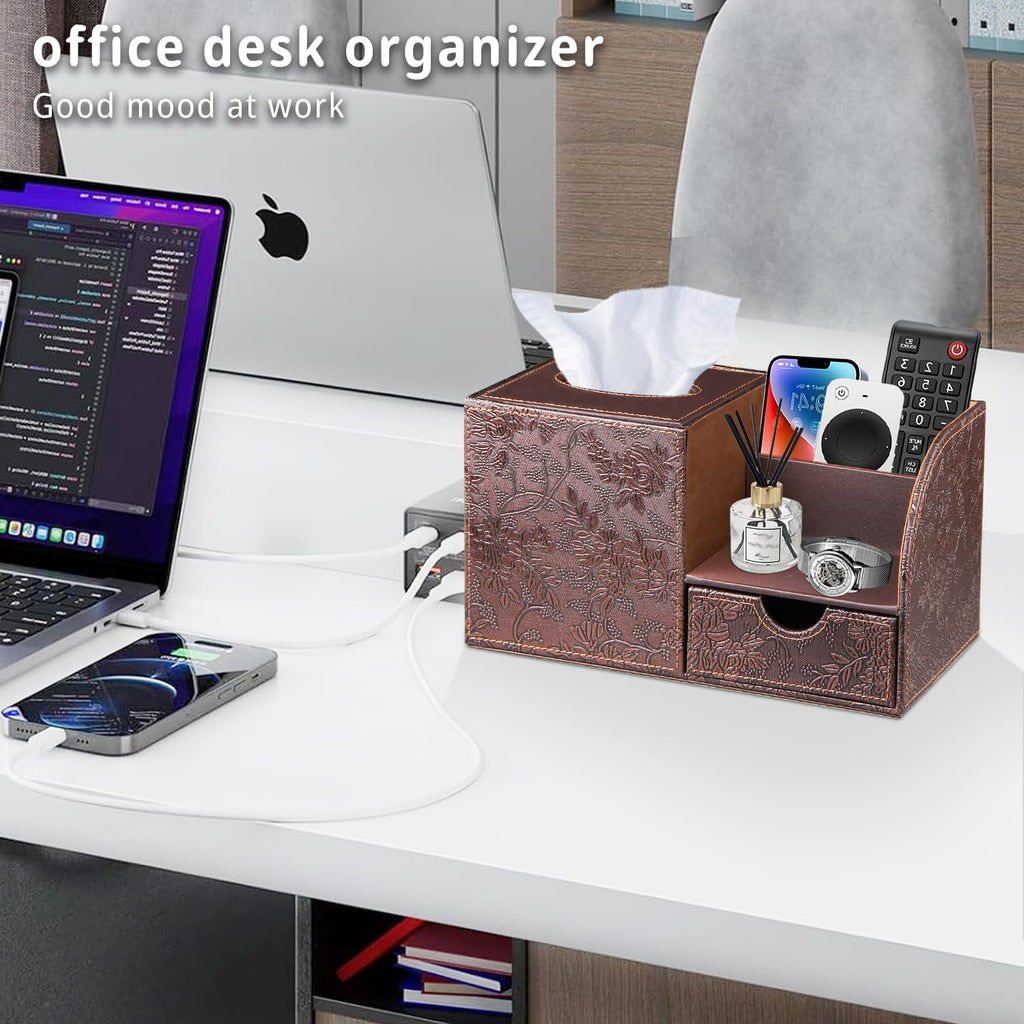 Tissue Box Cover with Drawer Organizer and Storage Tray,Cube Tissue Holder