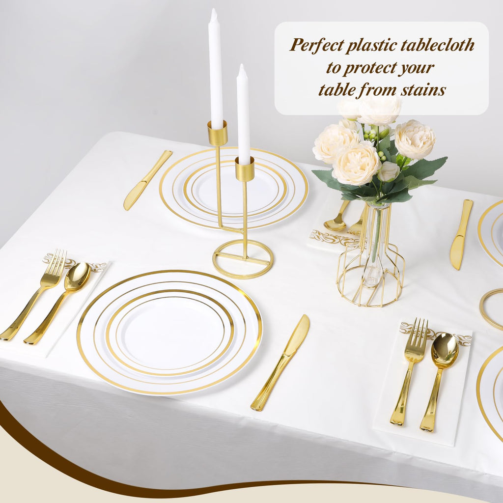 GoodLuck 54 Inch X 300 Feet Plastic Table Cloths with Cutter Box
