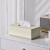 Rectangular Tissue Box Cover for Bathroom,Livingroom,Bedroom, Hand Carved Leather Resin Tissue Box Holder,10 x 5.7 x3.7 in, Beige