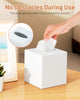 Tissue Box Cover, Square Plastic Tissue Box Holder with Anti Slip Base, Modern Decor Facial Napkin Holder for Bathroom Vanity Countertop, Bedroom Dresser, Night Stand, Parlors, Offices, White