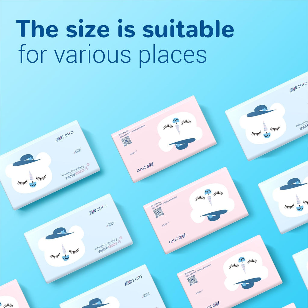 Zhro 4-Ply Premium Facial Tissues, 40 Large Packs (5.6x3.6x2.7"[Not in Box]) - 4000 Sheets Value Set, Hypoallergenic & Lint-Free for Home/Office/Travel