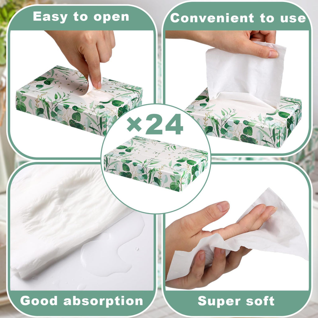 Yinder 24 Pcs Small Tissue Cube Box 960 Sheets for Classroom, Leaf