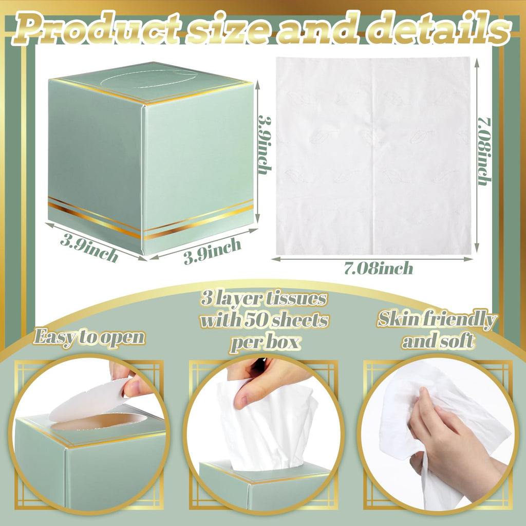 Fourluoo 12 Pack Facial Tissues Cube Boxes Face Box 600 Sheets 3 ply Soft Paper Square Tissues Bulk for Car Pocket Toilet Household Bedroom Family (Mixed Color)