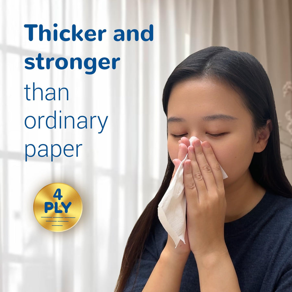 Zhro 4-Ply Facial Tissues, 16 Packs (5.6 x 3.6 x 2.7"[Not in Box]) - 1600 Sheets Total, Compact for Desk, Car & Bag, Hypoallergenic, Lint-Free