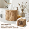 Yosner Paper Rope Tissue Box Cover Square, Wicker Tissue Box Holder Natural