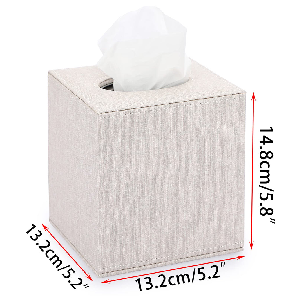 Sumnacon Square Linen Tissue Box Cover, Magnetic Bottom Tissue Box Holder