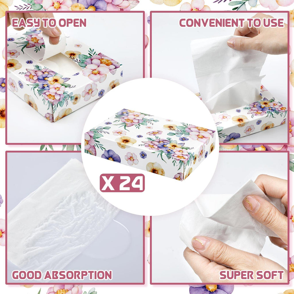 Yinder 24 Pcs Small Tissue Cube Box 960 Sheets for Classroom, Flower