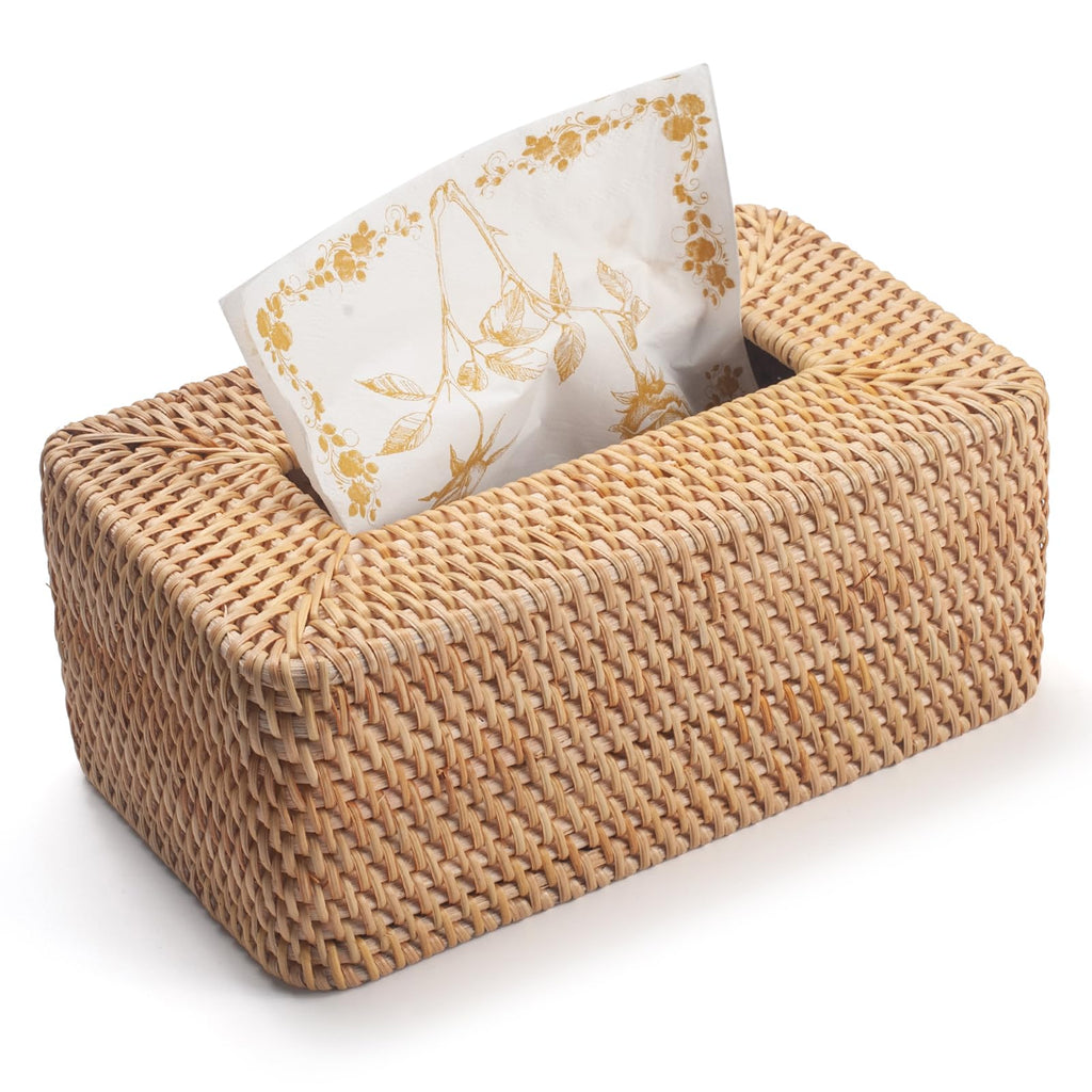 Rattan Tissue Box Cover Natural Rectangular 10 x 6.1 x 4.1 Inch (Natural)