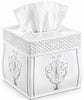 Vintage White Square Resin Tissue Box Cover with Bottom Slider
