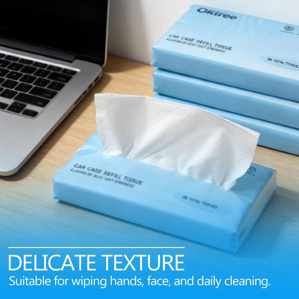 Oktree Car Tissues, 8 Packs, 4-Ply Ultra Soft Facial Tissues