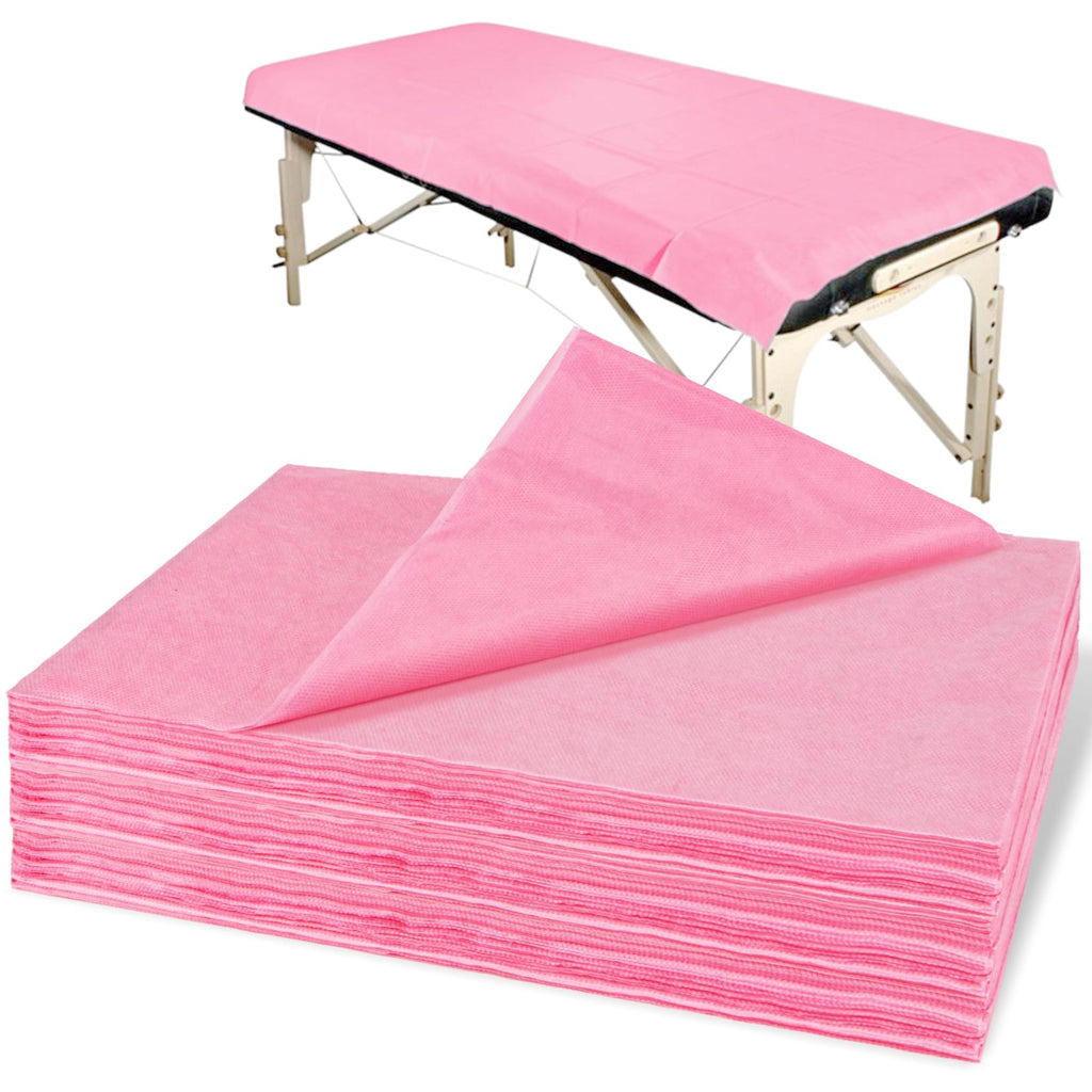 MAQIHAN 18PCS Massage Table Sheets - Pink Waterproof Disposable Bed Sheets