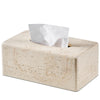 Natural Travertine Textures Tissue Box Cover Rectangular (Only Suitable for Standard Sized Tissue Box) for Decor,Resin Tissue Box for Bathroom Countertop,Bedside,Office（Made of Resin, Height of 4 in