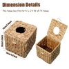 PINXIURY Tissue Box Cover Square Handwoven Rattan Tissue Box Holder, Natural Handmade, Boho Decorative Handcrafted Square Facial Tissue Holder with Lid, Rustic Decorative on Table and Bathroom, Office