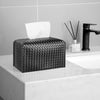 Tissue Box Cover Square Leather Facial Paper Holder, Black