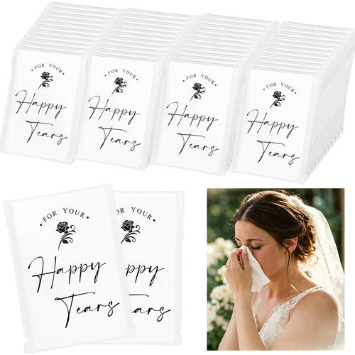 48 Pack For Your Happy Tears Wedding Tissues, Individually Wrapped