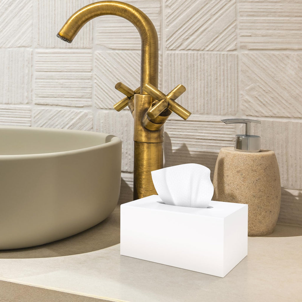 SILUT Matte White Rectangular Extra Large Acrylic Tissue Box Cover