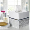 Mirror Damask White & Gray Square Resin Tissue Box Cover with Bottom Slider