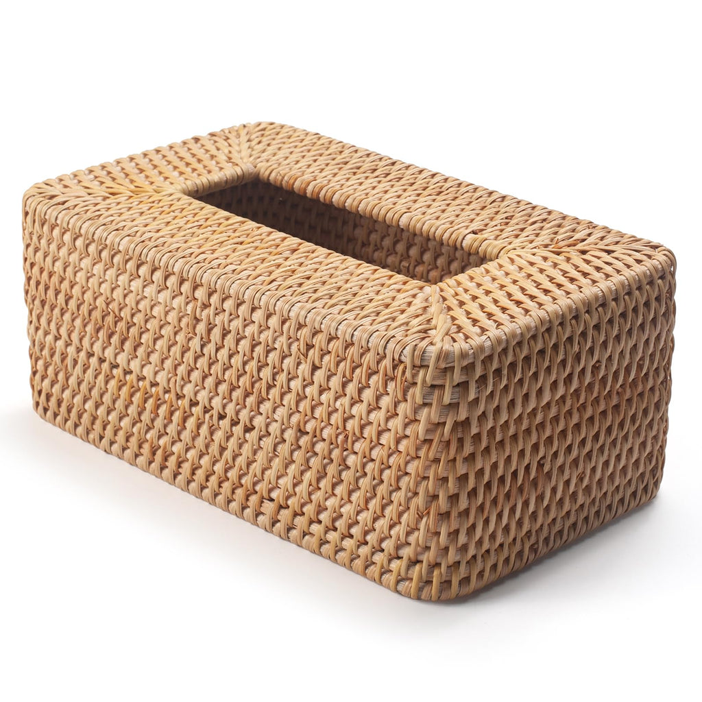 Rattan Tissue Box Cover Natural Rectangular 10 x 6.1 x 4.1 Inch (Natural)