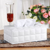 High-end Fashion Pu Leather Tissue Box Holder Cover Rectangular,Napkin Facial Tissues Cube Dispenser,Tissue Cover Decorative Container with Magnetic Bottom for Home Office Car (White)