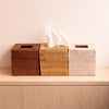 2 Pack Rattan Tissue Box Cover Square, Hand Woven Wicker Tissue Holder, 5.5 x 5.5 X 5.7 inch, Natural