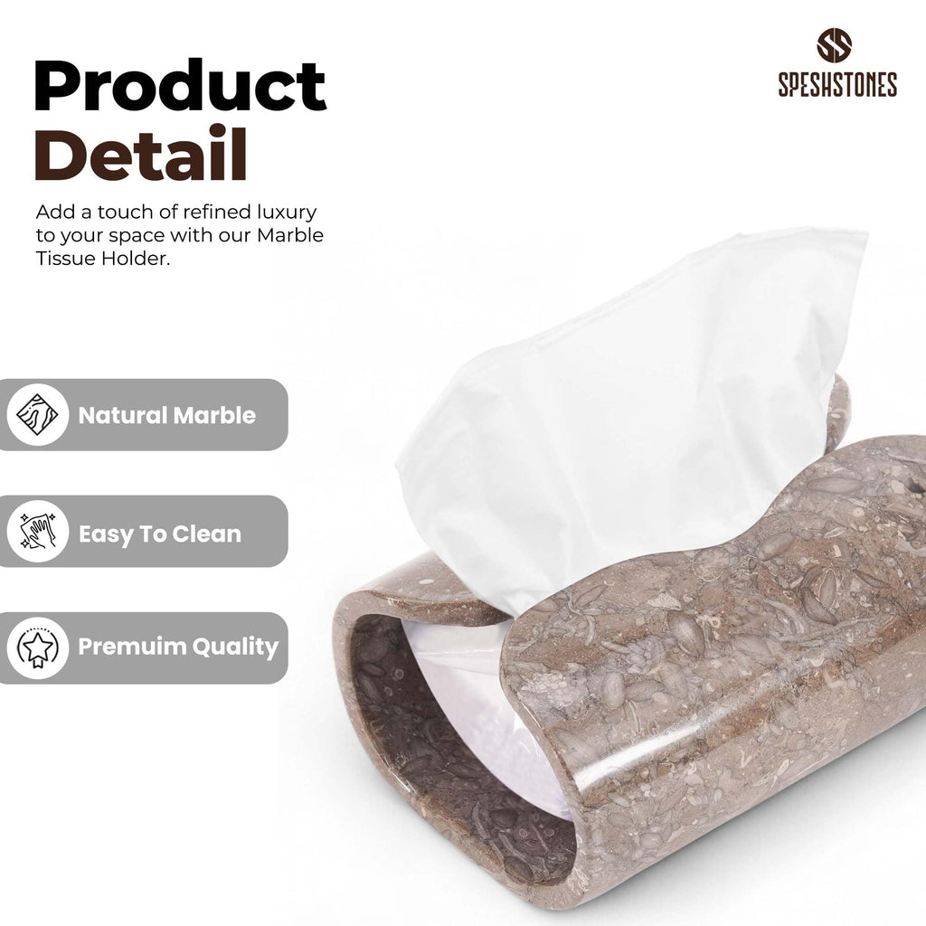 SPESHSTONES Marble Tissue Box Holder 7.5 Inch, Facial Tissue Box Holders