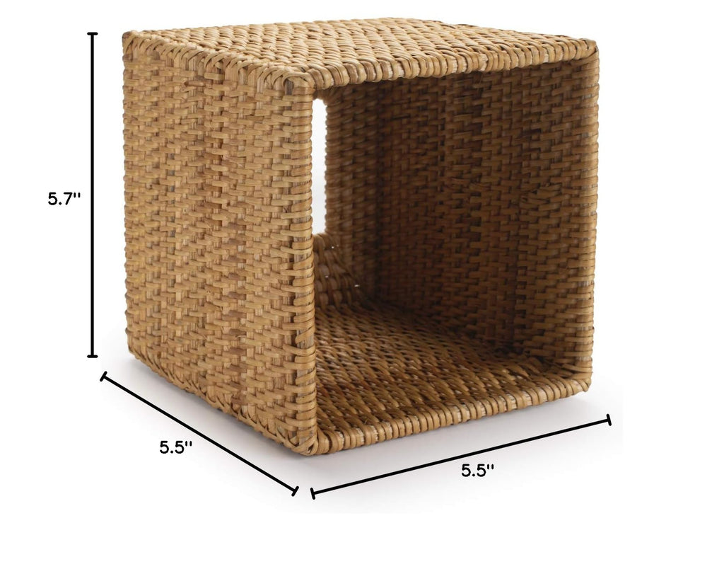 Rattan Tissue Box Cover Square, Hand Woven Wicker Tissue Holder, 5.5 x 5.5 X 5.7 inch, Natural