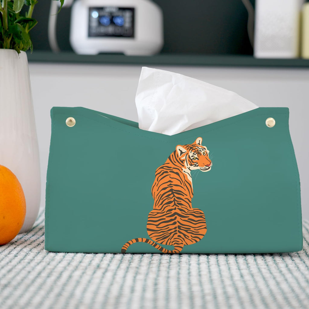 PaJiaNi Green Tiger Tissue Box Cover Rectangle for Office Desk Decor