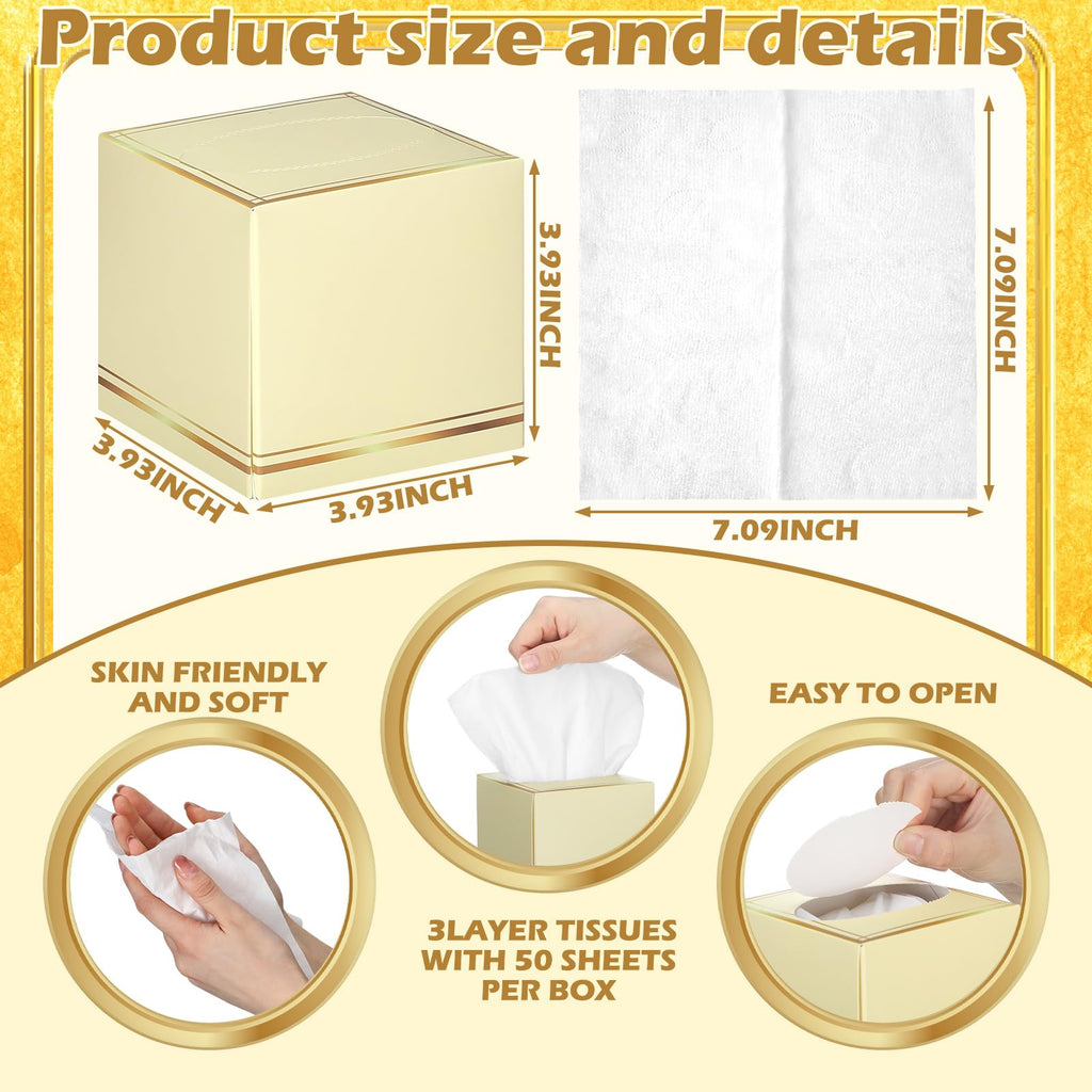 Fourluoo 12 Pack Facial Tissues Cube Boxes Face Box 600 Sheets 3 Ply Soft Paper Square Tissues Bulk for Car Pocket Toilet Household Bedroom Family (Macaron Colors)