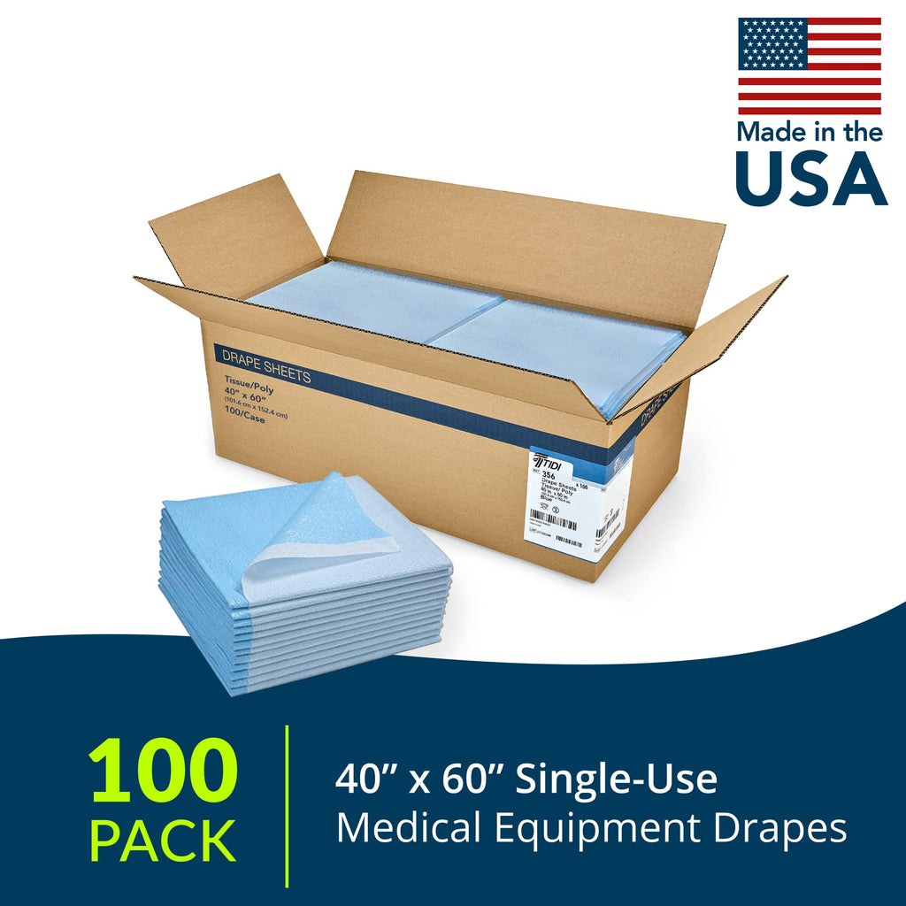 TIDI 356 Avalon Disposable Stretcher Sheet, 40 in x 60 in, 100 Count