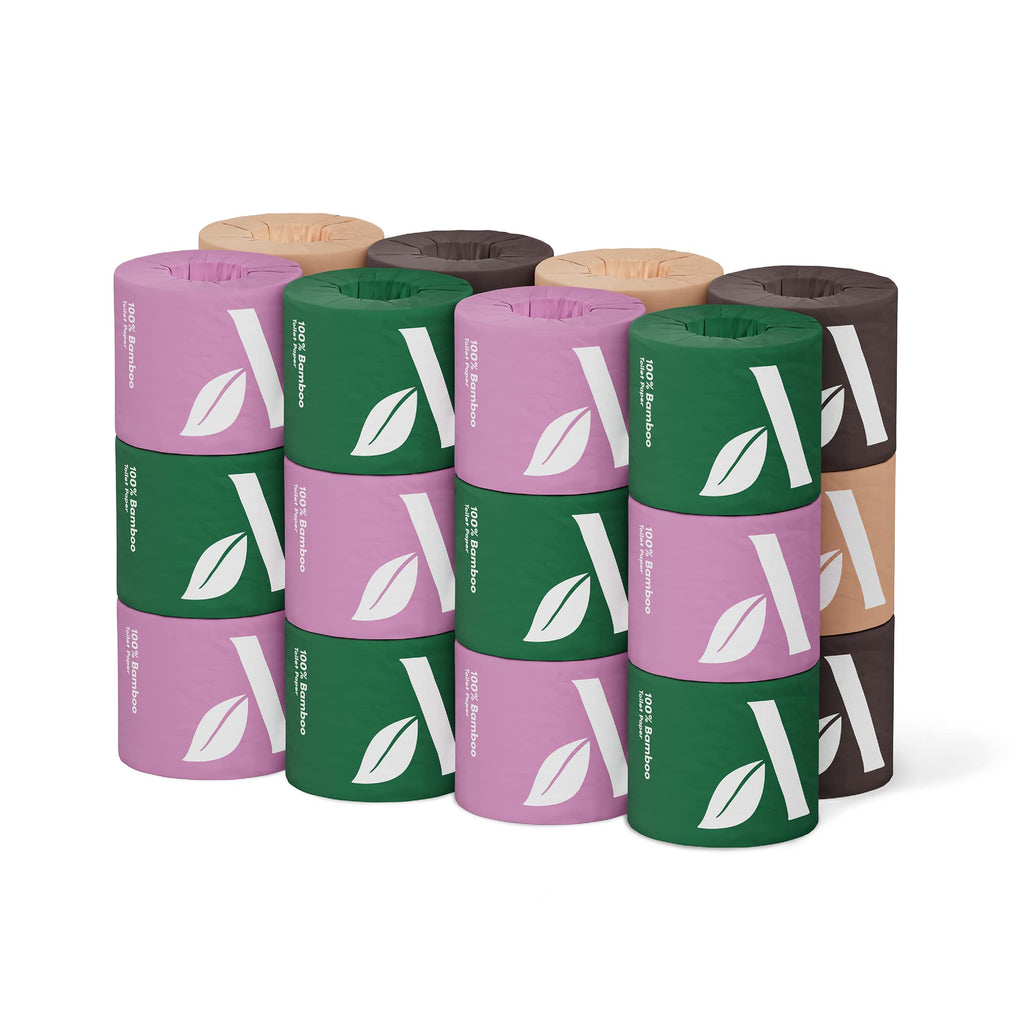 Amazon Aware Bamboo 3-Ply Toilet Paper, Unscented, 24 Rolls, FSC Certified, 350 Sheets, 8400 Count, Pack of 24, Plastic-Free