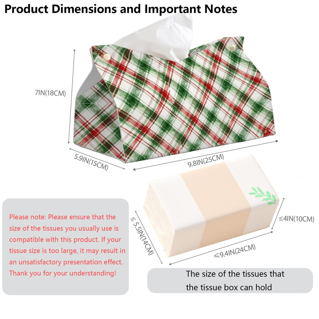 PaJiaNi Red Green Christmas Tissue Box Cover Rectangle for Holiday Decor