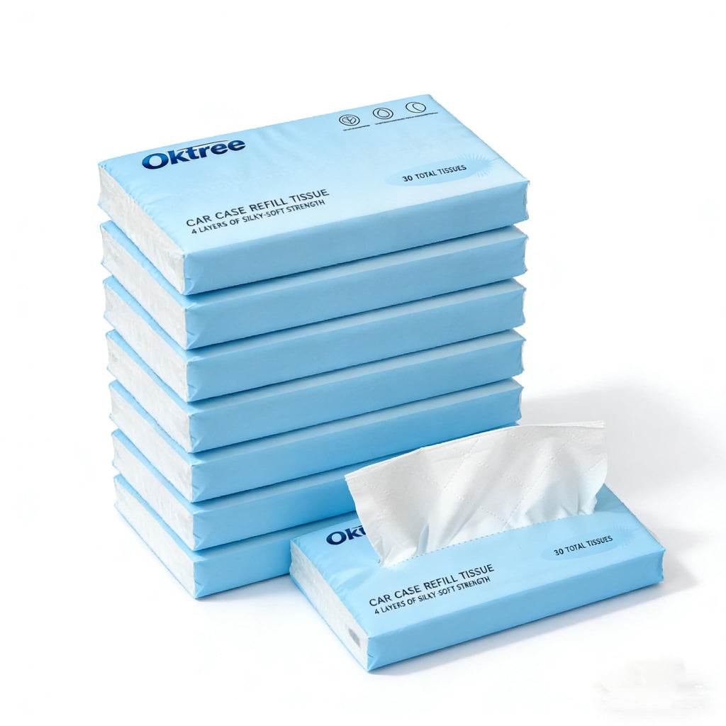 Oktree Car Tissues, 8 Packs, 4-Ply Ultra Soft Facial Tissues