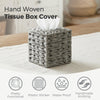 PE Wicker Tissue Box Cover Square, Handwoven Facial Tissue Box Holder Gray