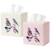 EmbroideryLinen.VN Square Tissue Box Cover Cute Set of 2, Four Birds