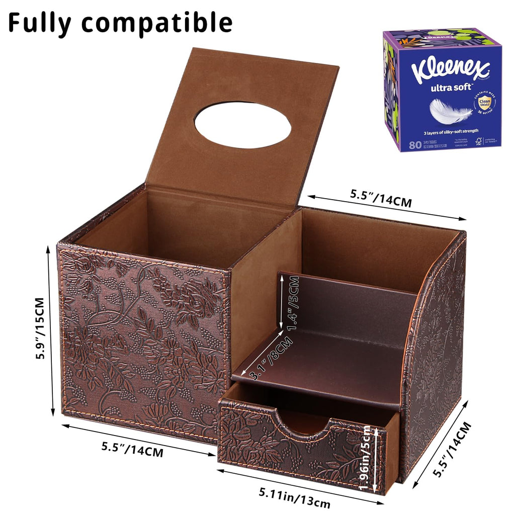 Tissue Box Cover with Drawer Organizer and Storage Tray,Cube Tissue Holder
