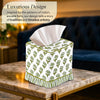 CPC 100% Cotton Ruffle Block Print Tissue Box Cover, Emerald Green