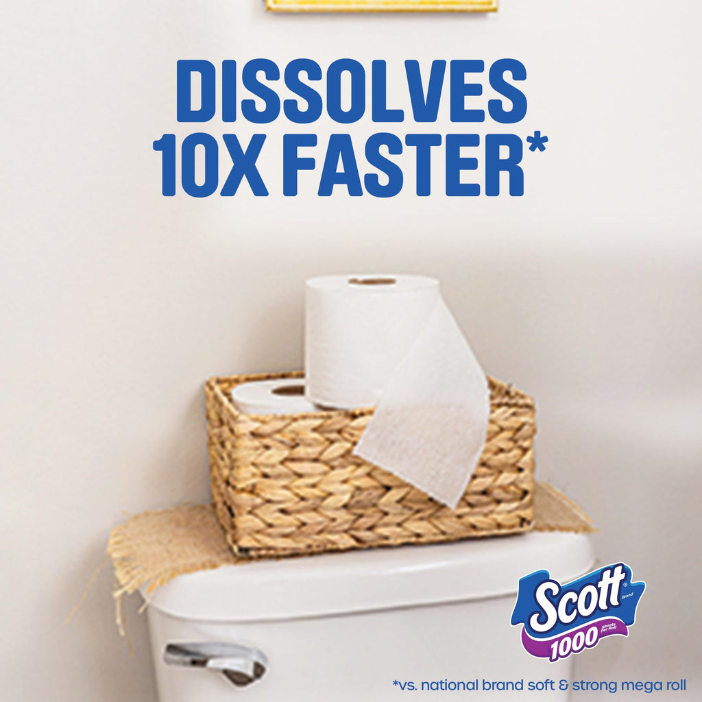 Scott 1000 Trusted Clean Toilet Paper, 32 Rolls, 1000 Sheets per Roll