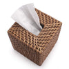 Rattan Tissue Box Cover Natural Woven Facial Napkin Holder Square (Honey Brown, 5.5x5.5x5.9 Inch)